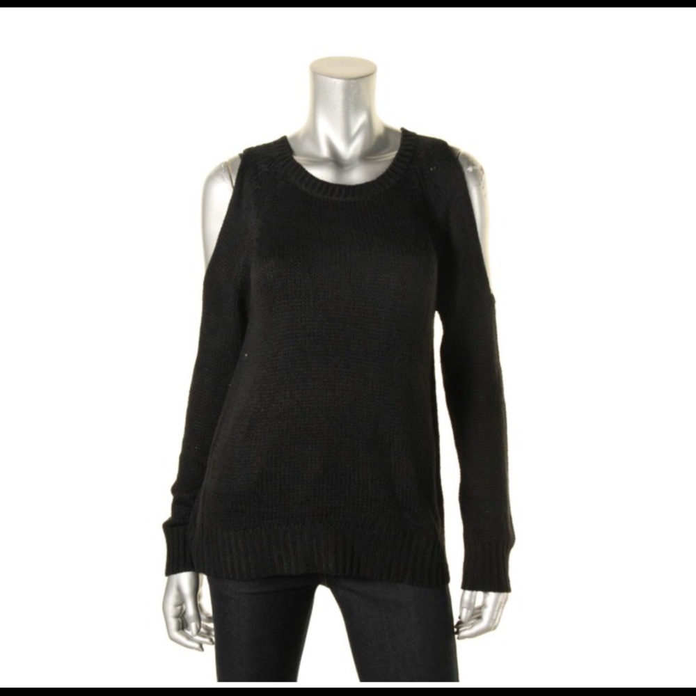 Aqua cold shoulder sweater with open back NWT